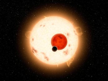 An artist's impression of the binary system Kepler 16.  Credit: NASA/JPL-Caltech